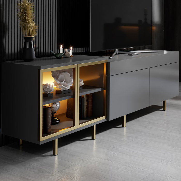 Hanah Home Vienna Soporte para TV Antracita y Dorado